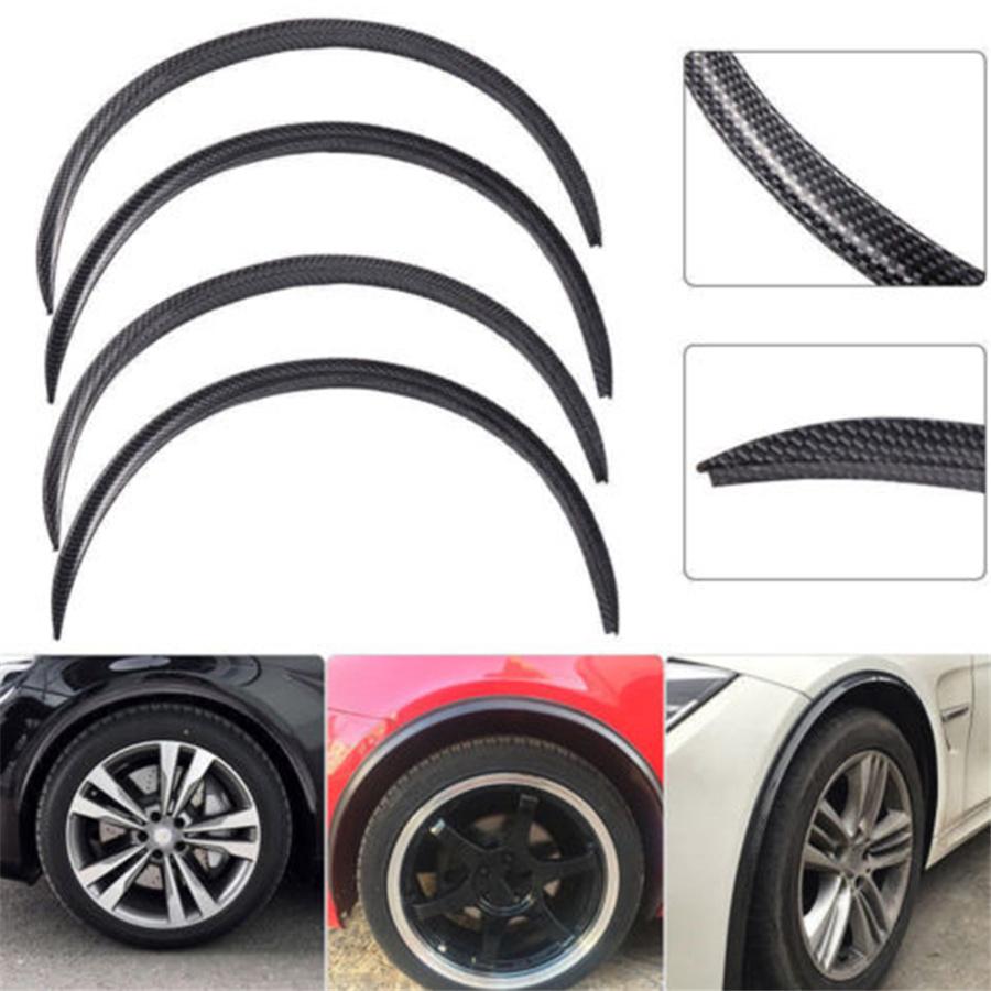 4PCS Car Wheel Eyebrow Arch Trim Lips Strip Fender Flare Protector Carbon Fiber