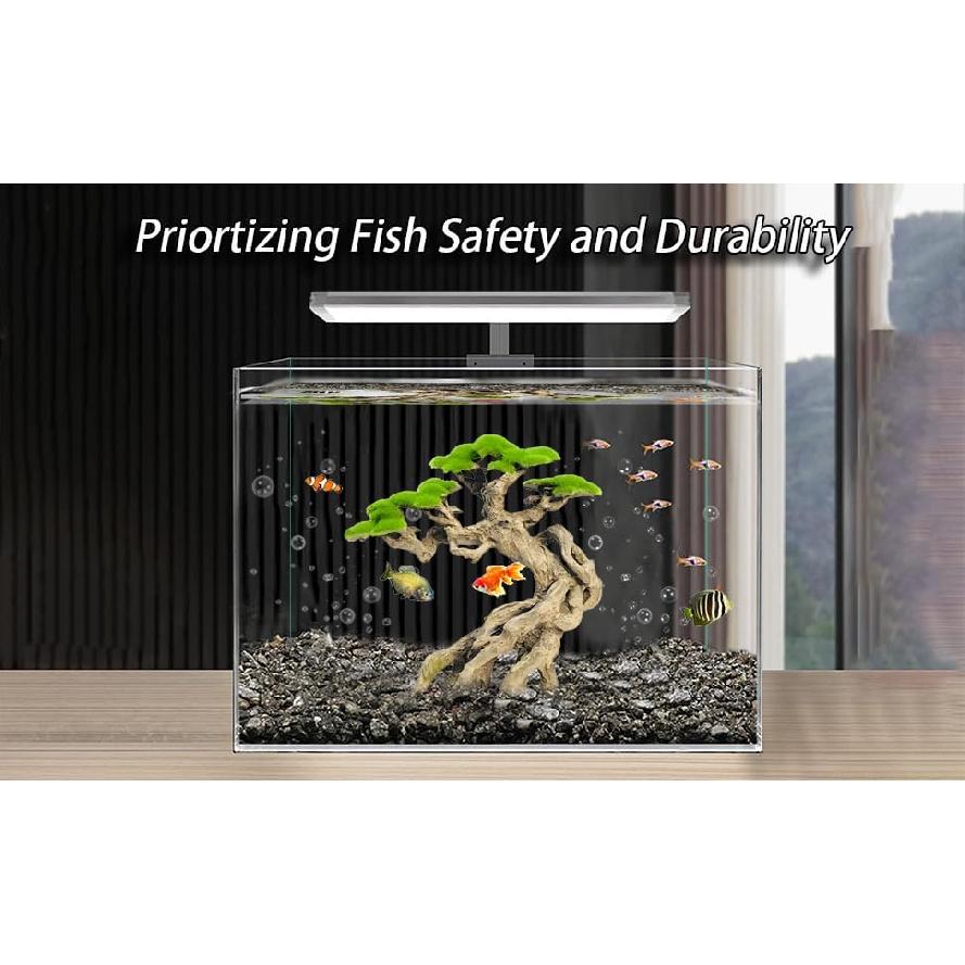 Украшение для аквариума - Скалистый бонсай с искусственным мхом - Декор для аквариума Акваскейпинг - Изготовлено из песчаника - Декор для аквариума с золотыми рыбками и петушками