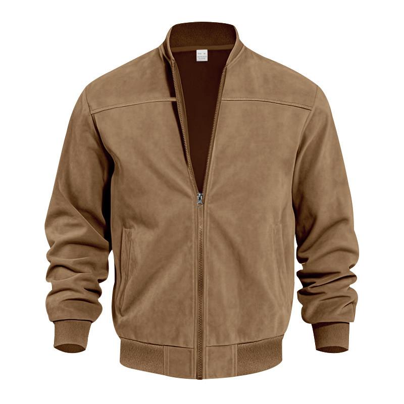 Punk Style Leather Sleeve Zipper Jacket For Men Casual Fall Wear