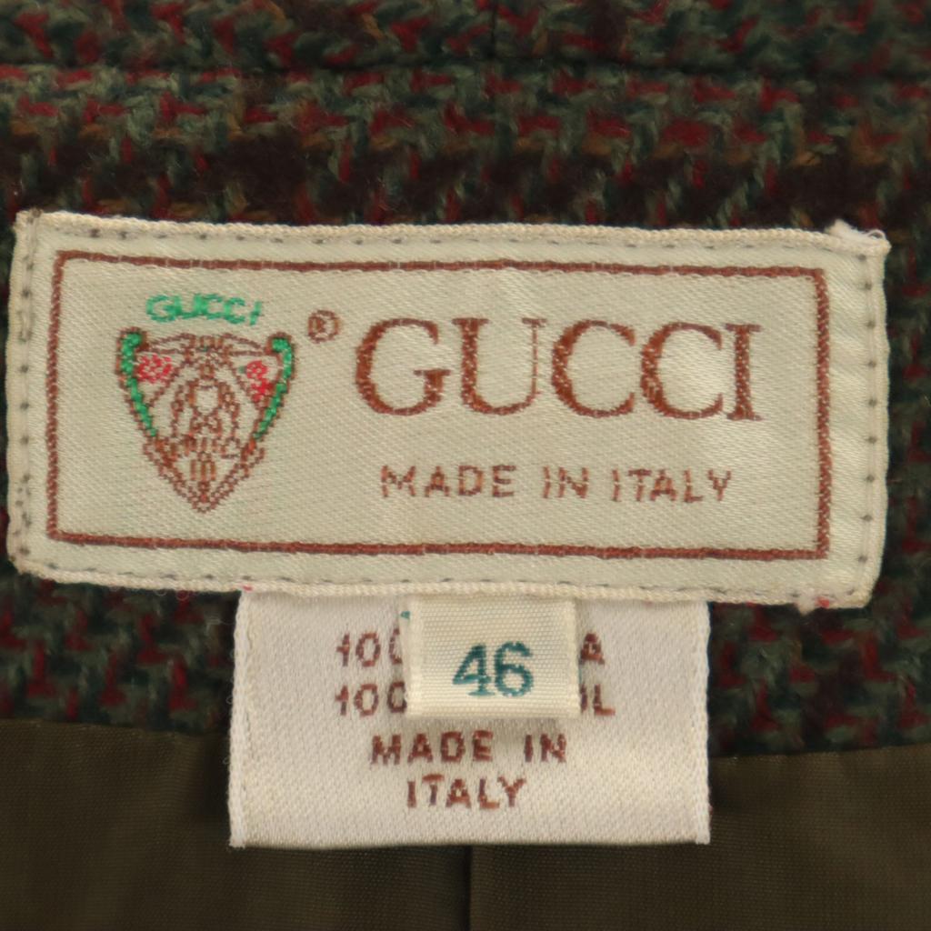 Gucci Шерстяной винтажный костюм-юбка в клетку, комплект, женский, б/у, 80-е, сделано в Италии
