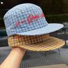Retro Plaid Flat-top Duckbill Hat for Men and Women, Summer Thin Sun Hat, Trendy Brand Versatile Cap
