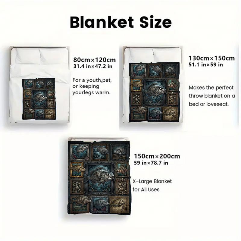 Marine Fish Collection 2D Flat Pattern Flannel Blanket, High quality All Seasons, Home Decor, Warmth and Comfort, Perfect for Christmas Gifts.