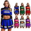 Women Cheer Leader Costumes Cheer Leading Uniforms Long Sleeves Crop Top Pleated A-Line Mini Skirt Performance Dance Dress