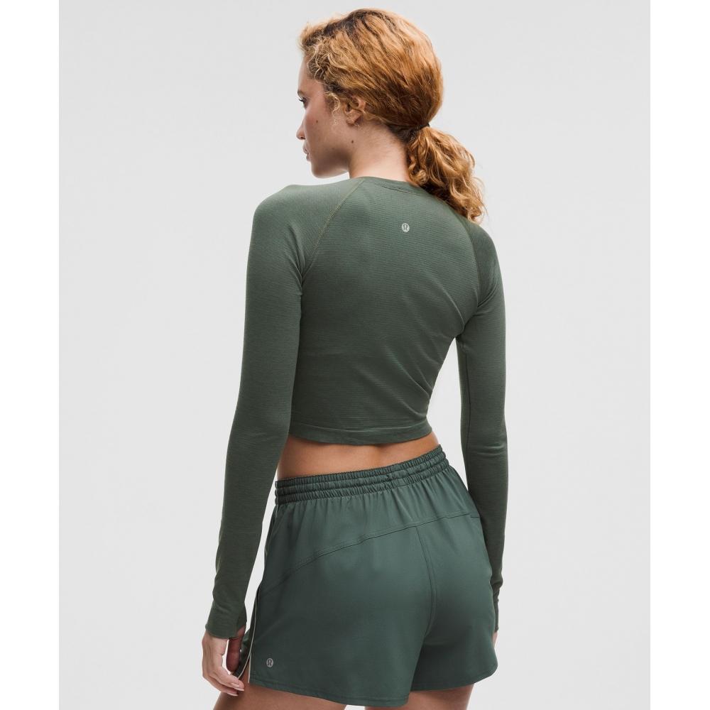 Lululemon Рубашка Swiftly Tech Cropped с длинным рукавом 2.0 Dark Forest Dark Forest