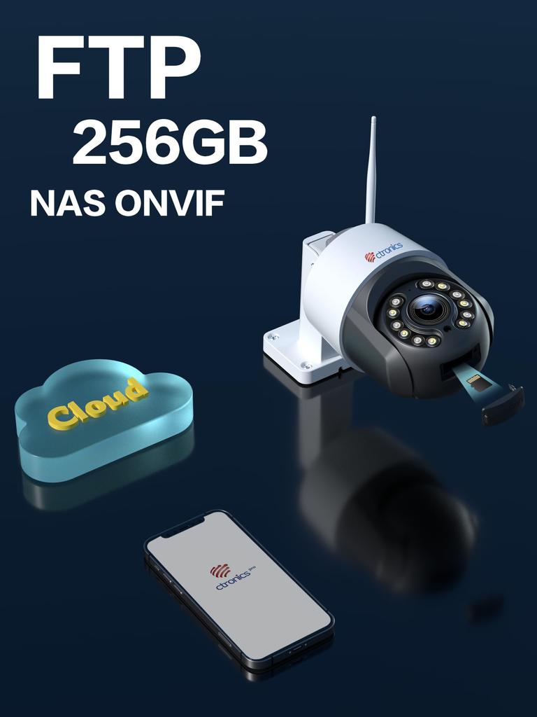 Оптическая камера безопасности Ctronics для улицы, 8 мегапикселей, 5G, обнаружение с помощью искусственного интеллекта, автоматическое отслеживание, дистанционное управление, интеллектуальное ночное видение, оснащенное красным