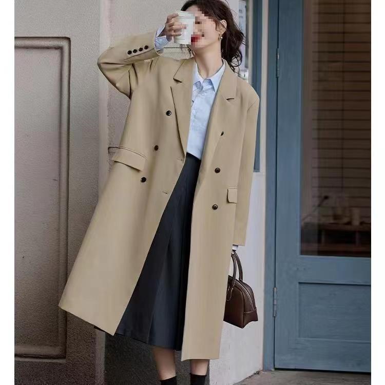 Early Autumn Long Grey Women's Trench Coat - Korean College Style