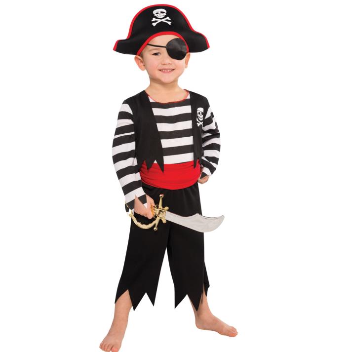 Pirate Costume Striped 8-10 Years Caribbean Sea