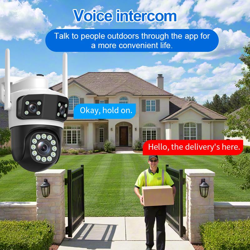 4G Wireless 3-Lens 3K Outdoor Home Security Camera, 6MP WiFi Network