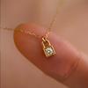 S925 Sterling Silver Cute Mini Single Diamond Small Lock Necklace Lock Love Story Light Luxury High-Grade Clavicle Chain Female Gift