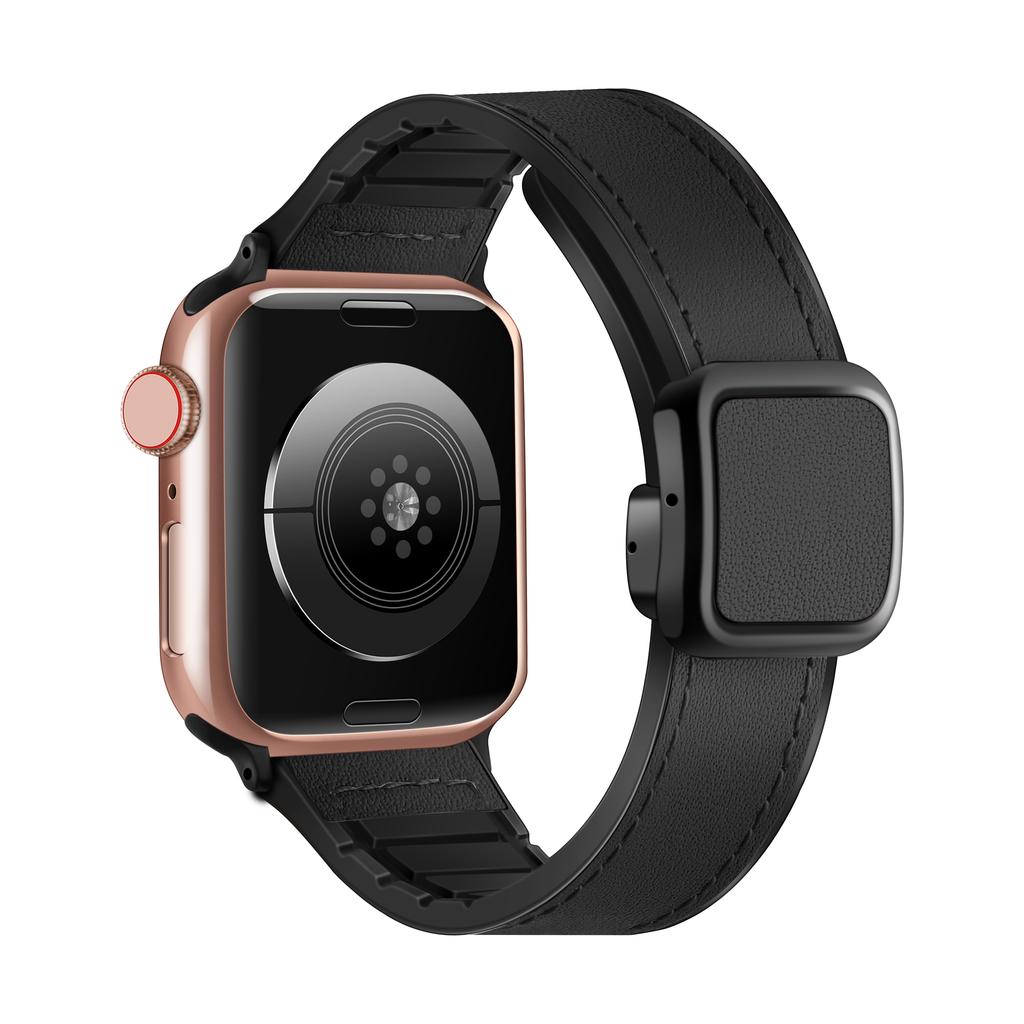 Ремешок из натуральной кожи для Apple Watch 45мм 44мм 40мм 41мм 49мм 42мм Магнитный браслет correa Серия 9 8 7 6 5 4 SE Ultra 2
