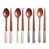 Breathing Tree Pastel Lacquered Spoon Set of 4, Pink + Cream + Gray + Mocha, 4 Spoons + 4 Chopsticks, 1 Piece, Korean Popular Tableware