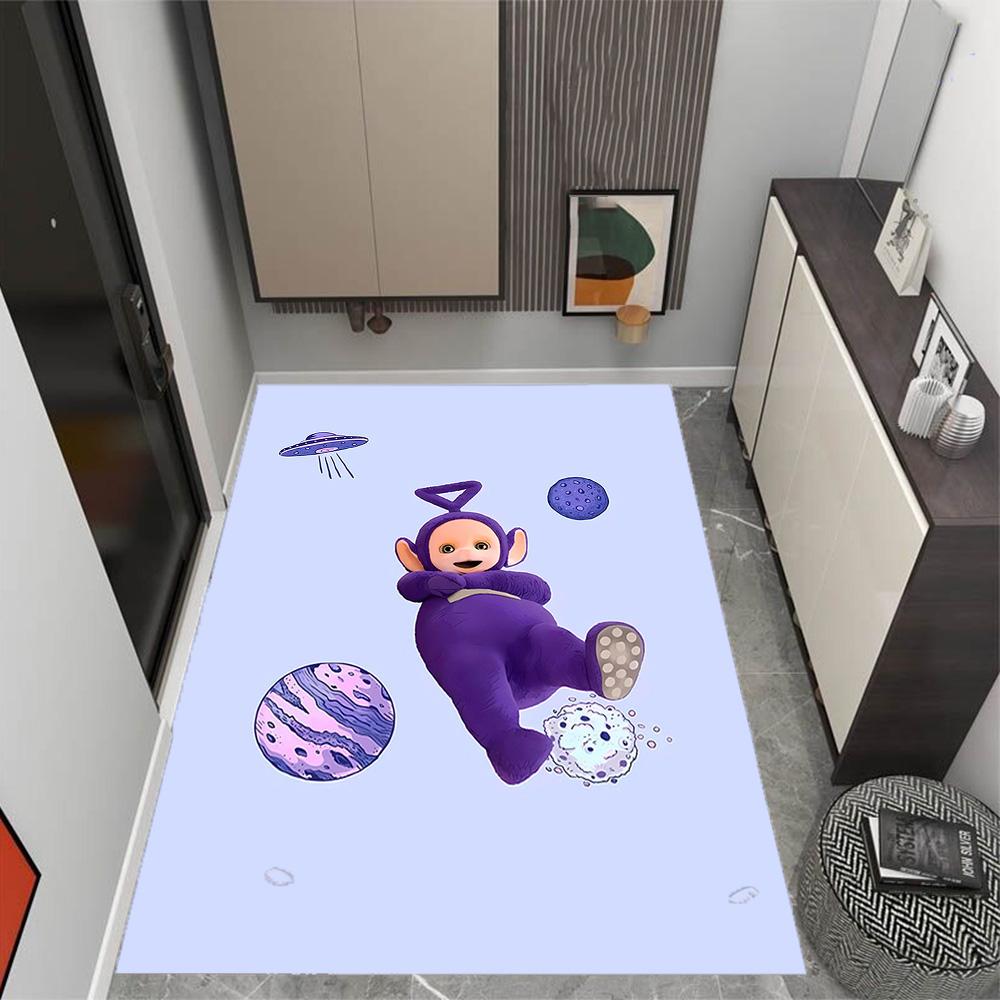 Teletubbies Scooter Adventure Themed Anti-Slip Rugs - Polyester Home Decor, Suitable for Bedrooms, Living Rooms, Doorways, Studios, and Decorations