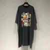 Cartoon printed women's clothing large size Korean version dress loose and thin short-sleeved pregnant women lazy long knee belly cover skirt