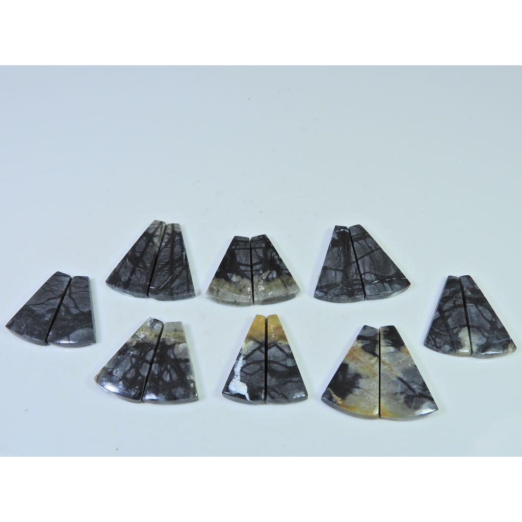 155Cts.Natural Picasso Jasper Matched Pair Fancy Cabochon Gemstone 8Pair Lot C-784