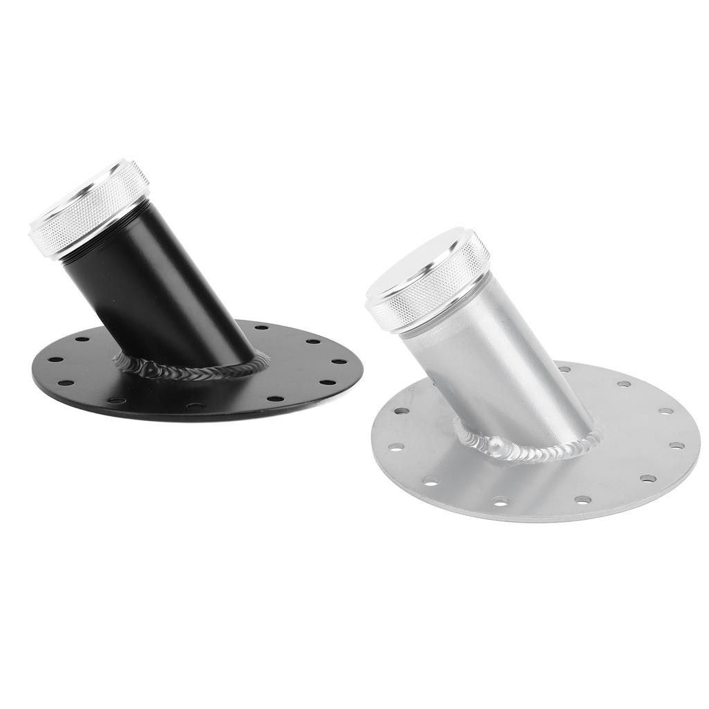 45 Degree Fuel Cell Filler Neck 45 Degree Fuel Cell Filler Neck with 12 Bolt Steel Base Aluminum 1.5in Inner Diameter