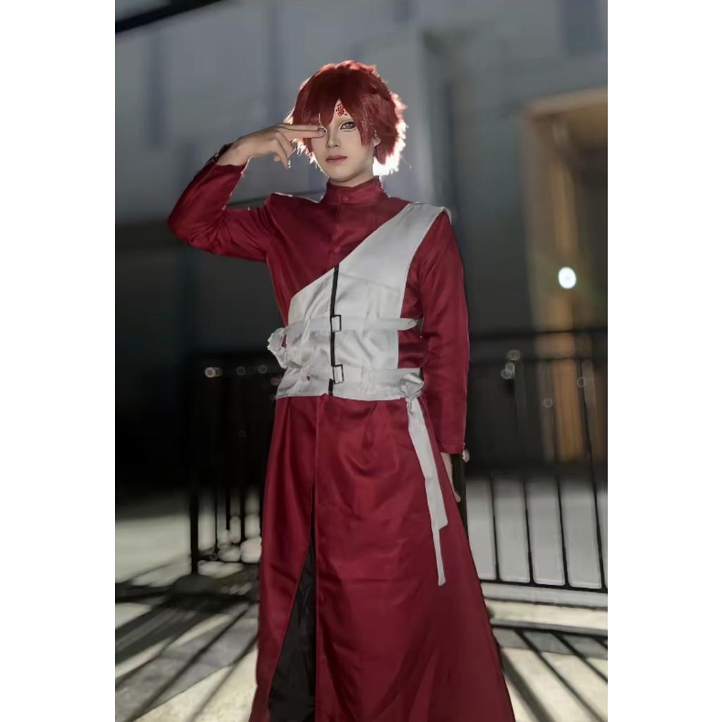 Gaara Cosplay Costume Sand Waterfall Fifth Kazekage Red Hair Shinobi Ninja Tatoo Sticker Set Wig Halloween Xmas