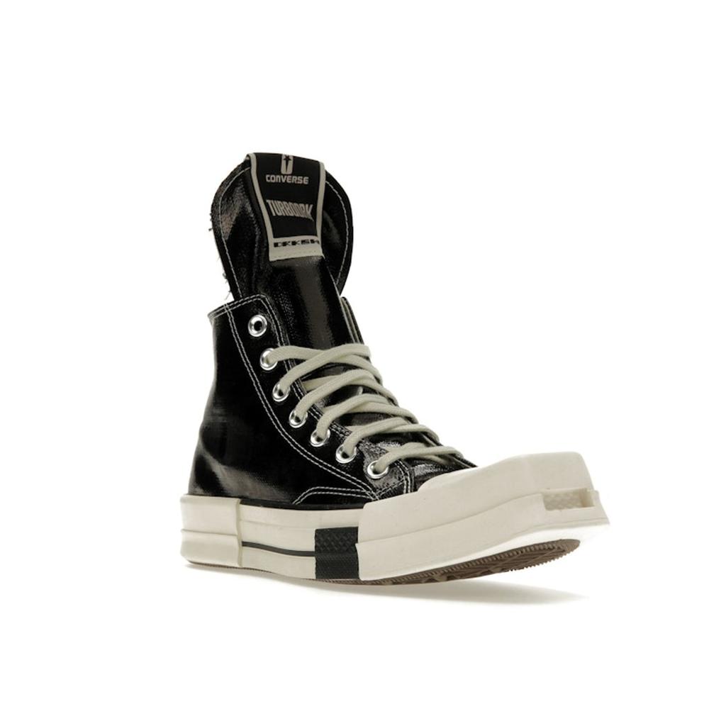 Rick Owens X Converse TURBODRK Chuck 70 High Black Lacquer Unisex Sneakers Egret Bone-White A01291C