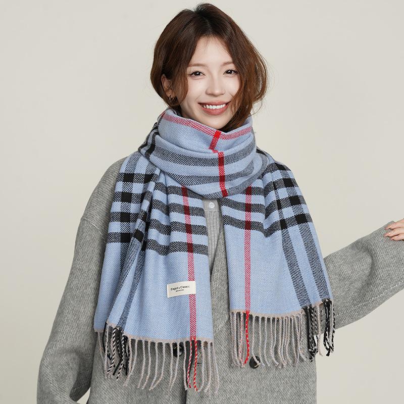 Autumn And Winter Cashmere Long Scarf British Babag Fashion Scarf Neck Protection Warm Soft Waxy Color Matching Shawl