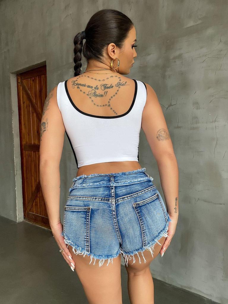 Новые летние эластичные джинсовые шорты в европейском и американском стиле для женщин