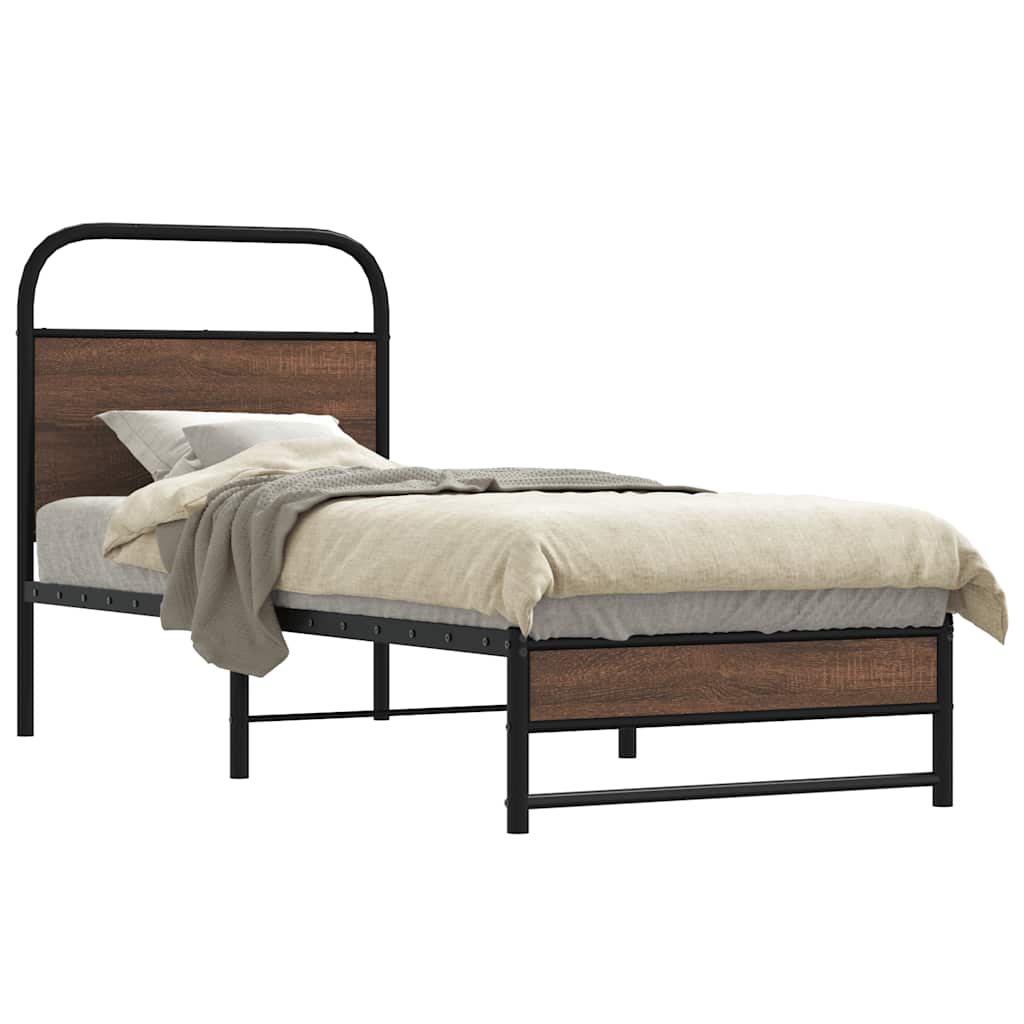 Bed Frame without Mattress 80 x 200 cm Brown Oak Effect