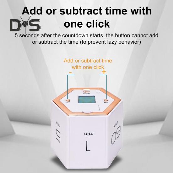 Вращающийся таймер Pomodoro на 5-60 минут, светодиодный дисплей, ползунковый переключатель, шестигранный стол, перевернутый таймер производительности, вибрация, беззвучный будильник для работы, учебы, кухни