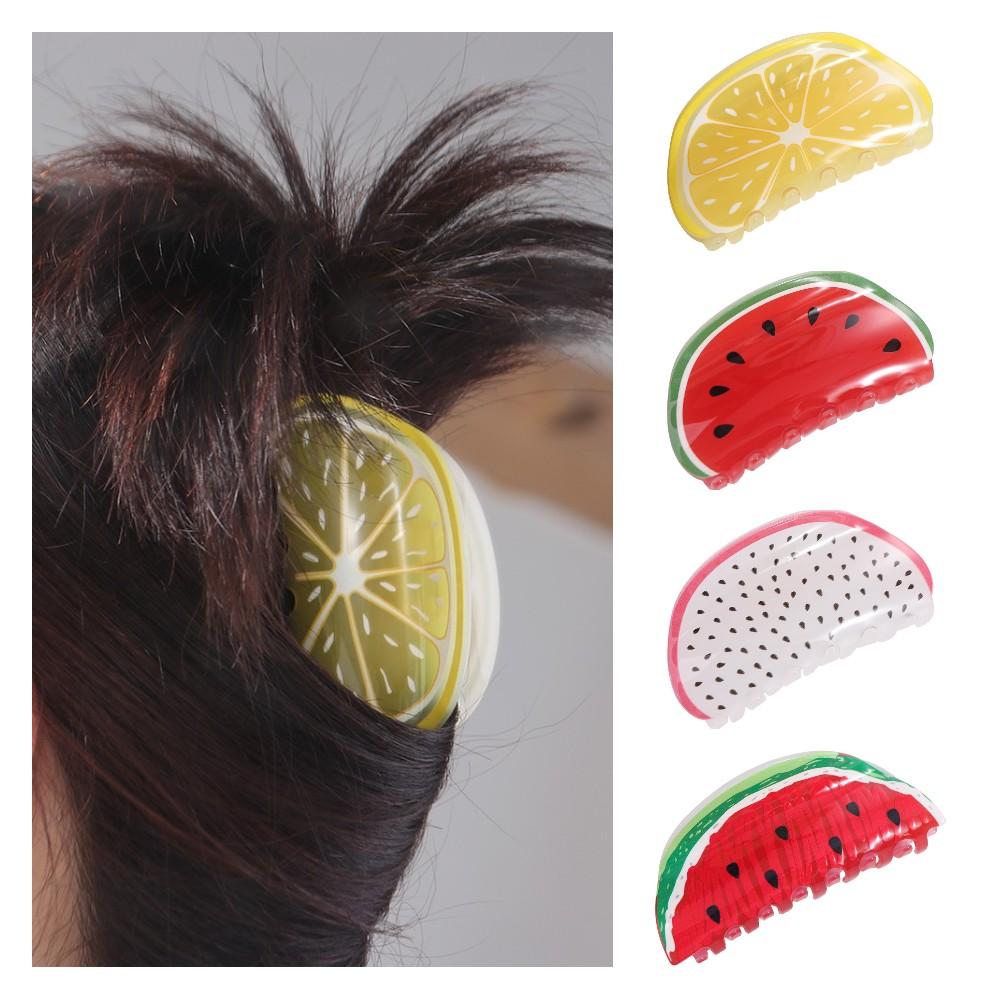 Pitaya Ponytail Holder Srawberry Women Shark Clip Fruits Hair Claw Korean Hair Clips Watermelon
