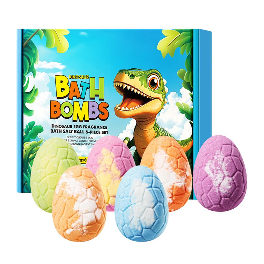 Giant Dinosaur Egg Bath Bombs for Kids - 6 Pcs Fruit & Flower Scented Fizzies, Color Changing Moisturizing Bubble Bath for Spa Tub
