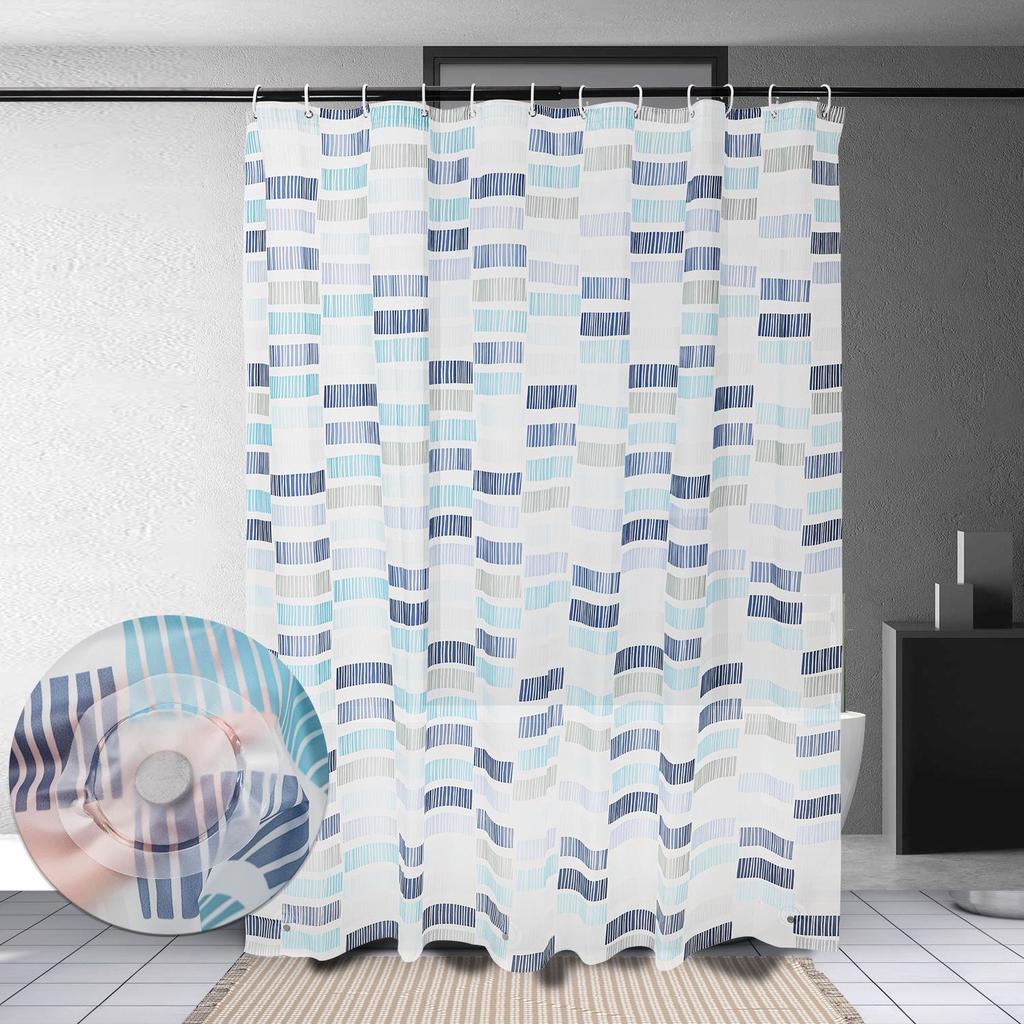 3D-печатная шторка для душа из ПЭВА с крючками – Толстая, водонепроницаемая, устойчивая к плесени перегородка для ванной