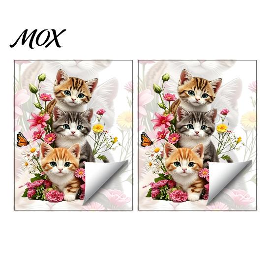 Easy Install Glass Decor Cute Kittens Static Stickers, PVC Waterproof Flower Cat Window Self Adhesive Graphics Removable Clings for Living Room