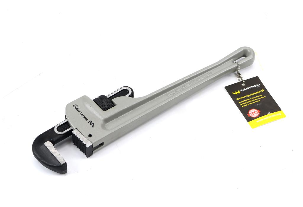 American type pipe wrench 14" aluminum handle reinforced CrMo jaws max diameter Waryński