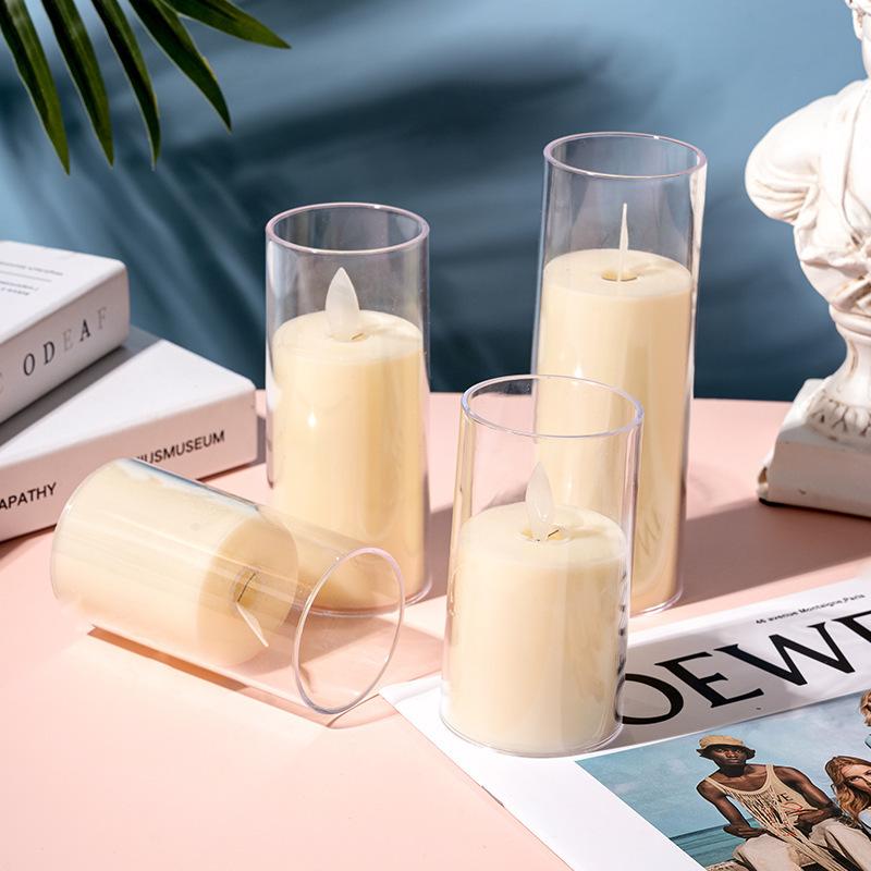 Светодиодные беспламенные свечи, имитация акриловой свечи, свадебная романтическая свеча, лампа с батареей, вечерние рождественские украшения для дома