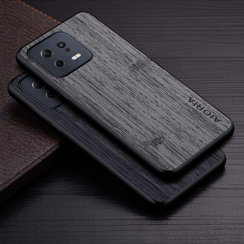Case for Xiaomi 14 13 12 12S 11 10 13T 12T 11T Pro Ultra Lite Bamboo Wood Pattern Leather Phone Cover Luxury Cases