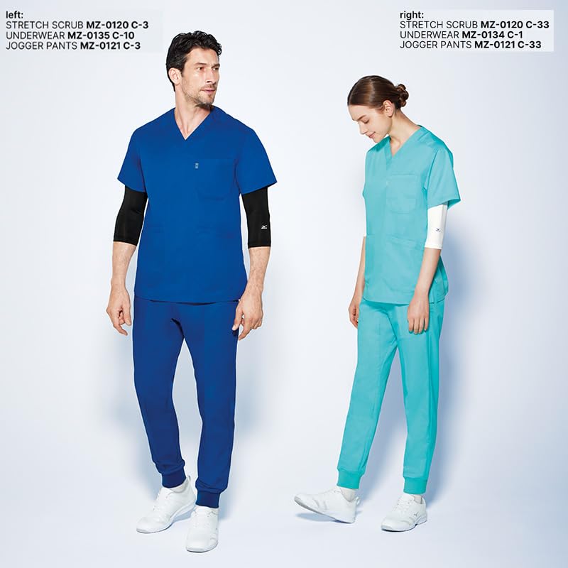 Медицинский и сестринский лабораторный халат и брюки-джоггеры и эластичные карманы по внутреннему шву с обеих 8 14 темных до японского размера [Mizuno] брюки, унисекс, мужские