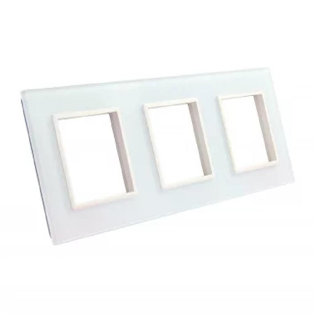Livolo Panel Szklany Biały Ramka Potrójna Gniazda Gpf-3-61