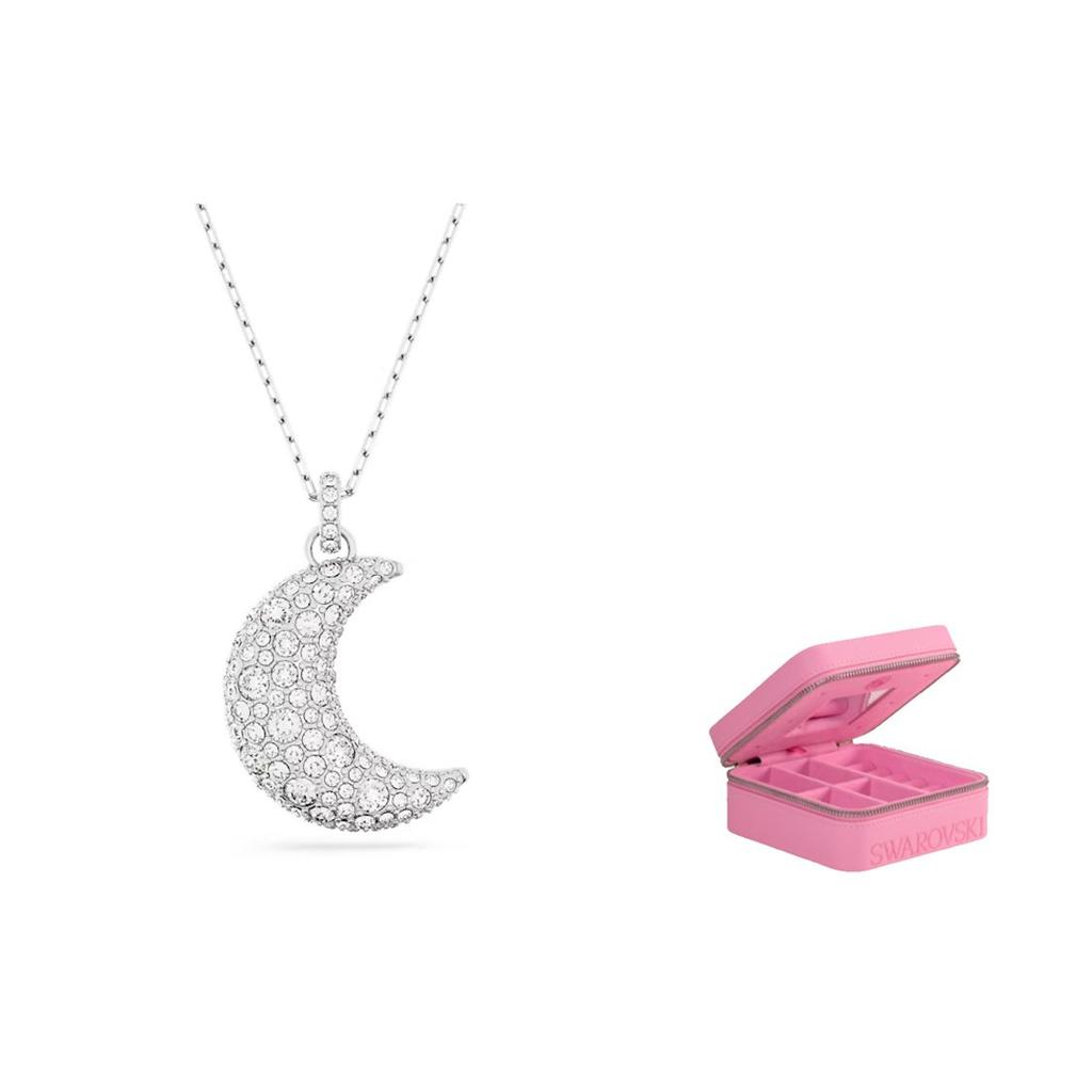 Swarovski Серия Luna Дизайн Полумесяца Посеребренное покрытие Никелем Ожерелье Женское Серебро 5666181