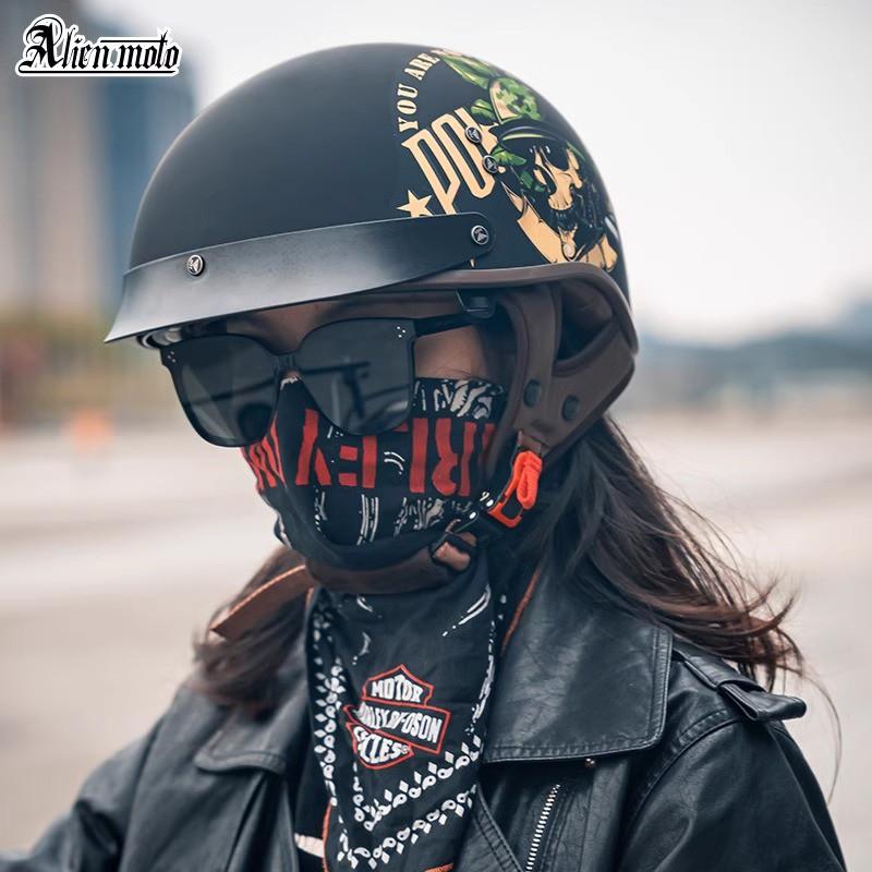 Vintage Style Half Face Motorcycle Helmet ABS Material 3C Certified Unisex Scooter Moped Riding