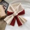 Elegant Color-blocked Cross Scarf for Ladies - Winter Fashion Silk Scarf, Warm and Stylish Scarf, Birthday Gift