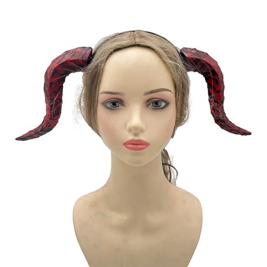 Gothic Devil Horn Headband Imitation Fake Bull Horns Hair Hoop Halloween Dress Up Hair Accessories for Halloween Cosplay Carnival