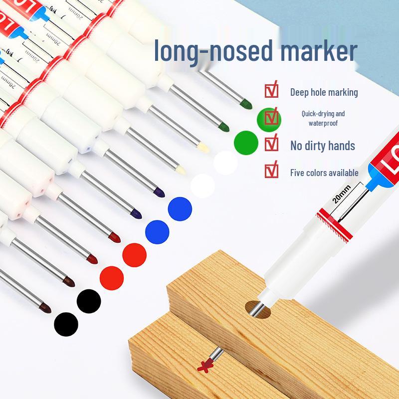 Широко используемый быстросохнущий водостойкий промышленный белый маркер с длинным наконечником