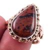 Двухцветное кольцо из стерлингового серебра 925 пробы с натуральным обсидианом красного дерева S.9.5 f5B09