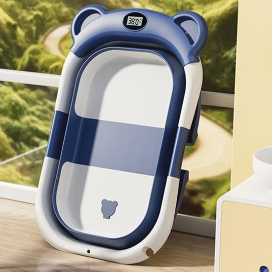 2 шт./комплект складная детская ванночка с термометром мягкая подушка складная конструкция визуальный датчик температуры детская ванночка