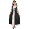 Girls Renaissance Dress Medieval Costume Square Neck Short Sleeve Lace Up High Waist Ruffle Fancy Dress
