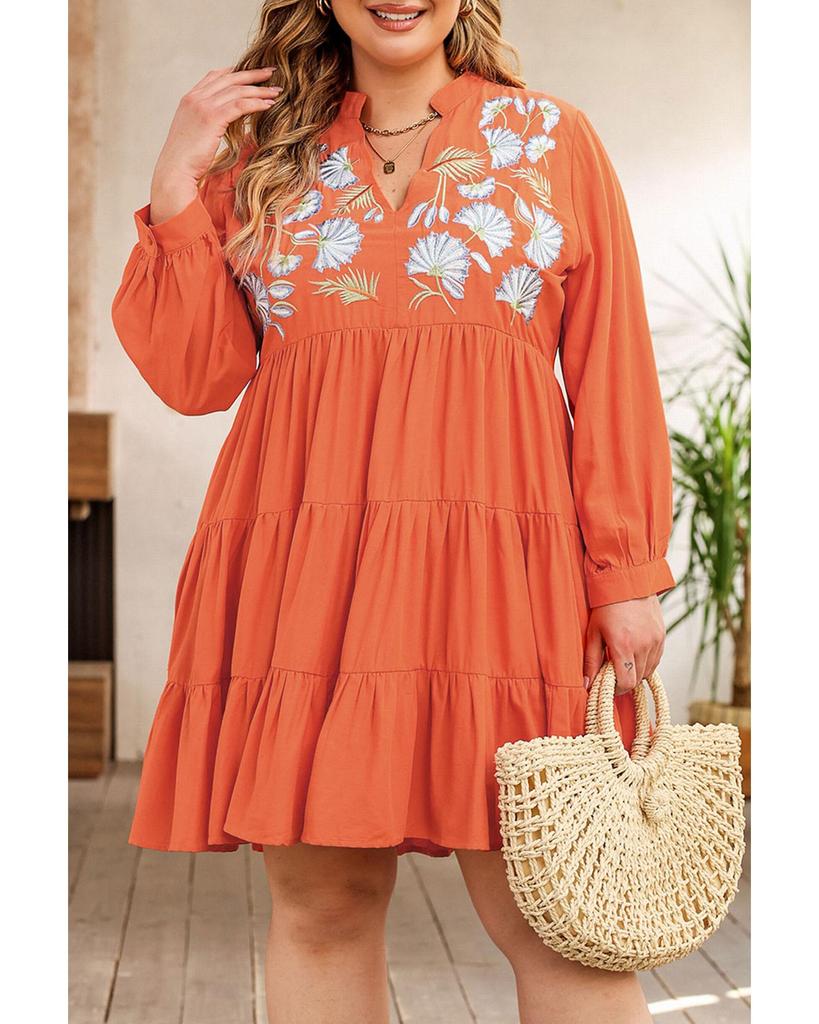 Azura Exchange Embroidered Tiered Ruffle Dress