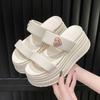 Модные женские тапочки на толстой подошве с покатым каблуком, модные и универсальные, для ношения снаружи, сандалии из бисквитного торта в одну линию