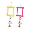 2 Chicken Mirror Toys, Wooden Pecking Cage Accessories, Grinding Stones with Bell for Parakeets,