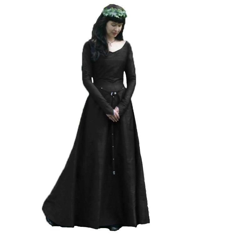Women Medieval Cosplay Costume Viking Pirate Gothic Split Maxi Big Wing Strap Star Moon Dress Retro Vintage Vestido