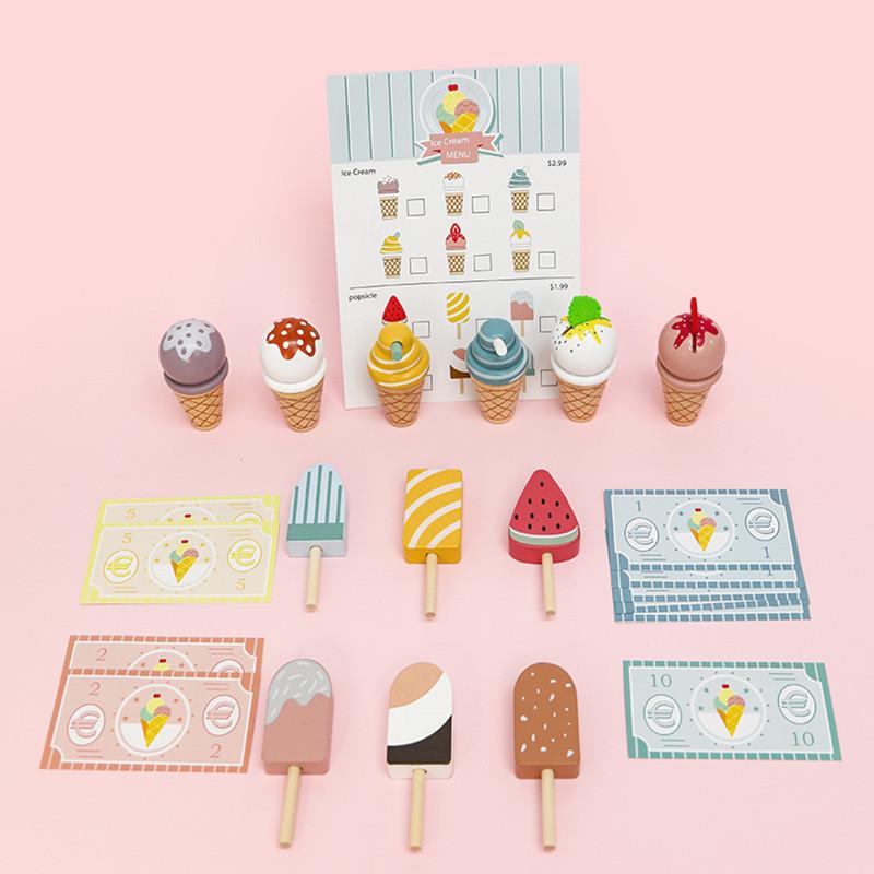 Wooden Pretend Play Ice Cream Shop With Interactive Accessories For Kids And Toddlers
