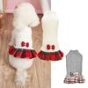 Pet Fur Dress White Gray Knitted Sweater Spliced Bow Plaid Skirt Woolen Coat Sweater Dog Christmas Clothes Puppy Clothes