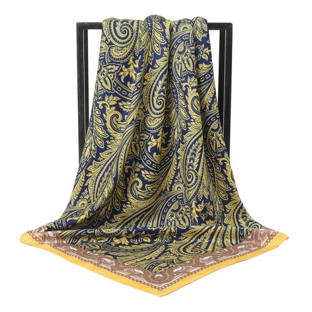 2021 Design Brand Women Square Silk Scarf Chain Print Head Scarfs Female Satin Hijab Scarves Shawl Wrap Lady Headband Foulard