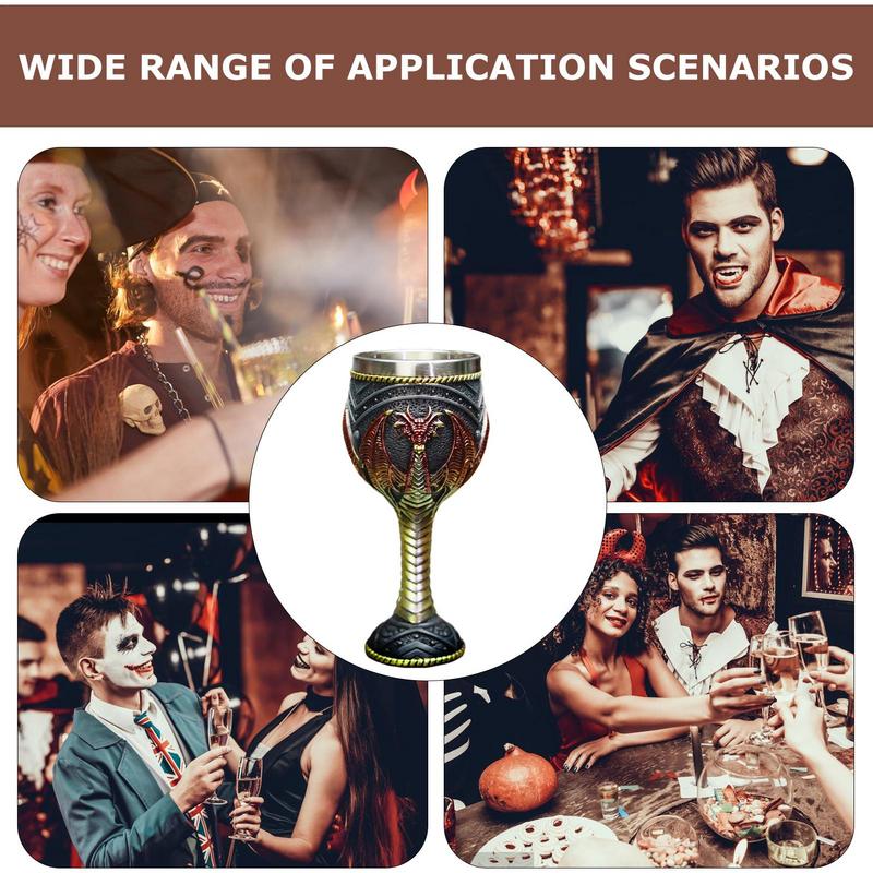 Creative 3D Dragon Beer Cup Resin Stainless Steel Gothic Wine Goblet Viking Medieval Tankard Mugs Bar Decoration